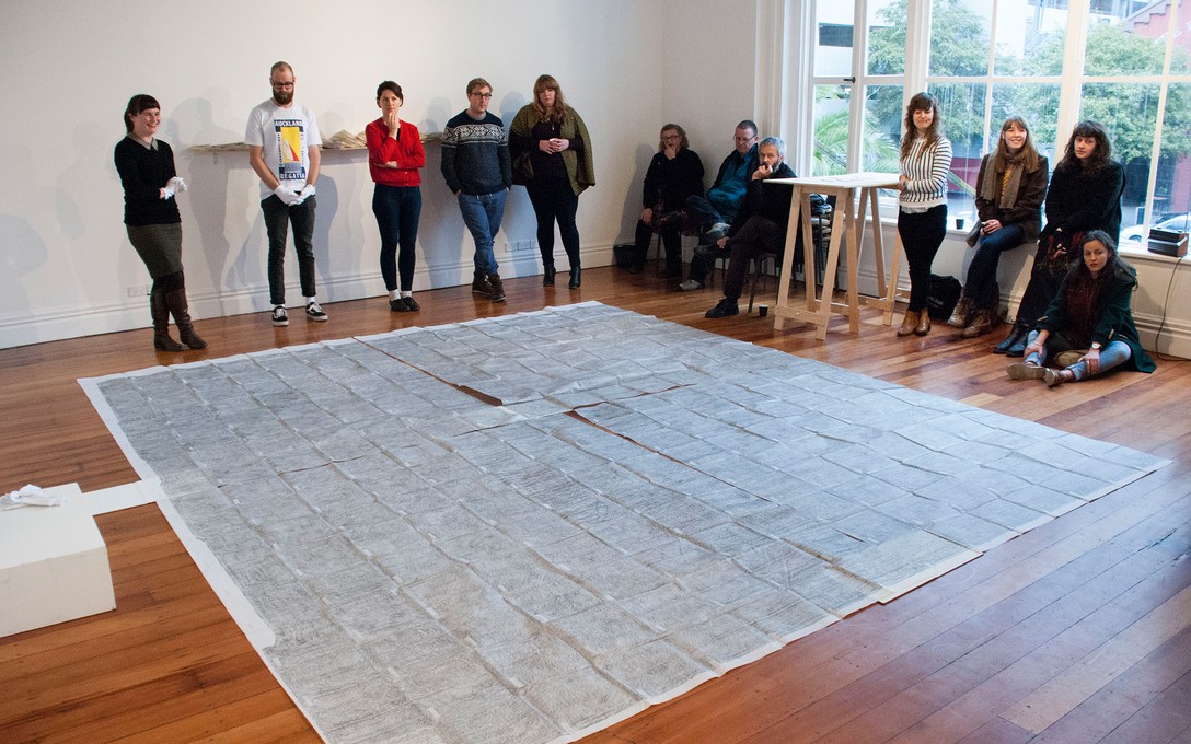 Gabrielle Amodeo, Public Programme: Unfolding Our Bedroom. Image courtesy of Louise Rutledge.