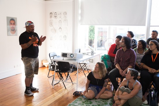 Artist talk with Tanu Gago. Image courtesy of Andrew Matautia