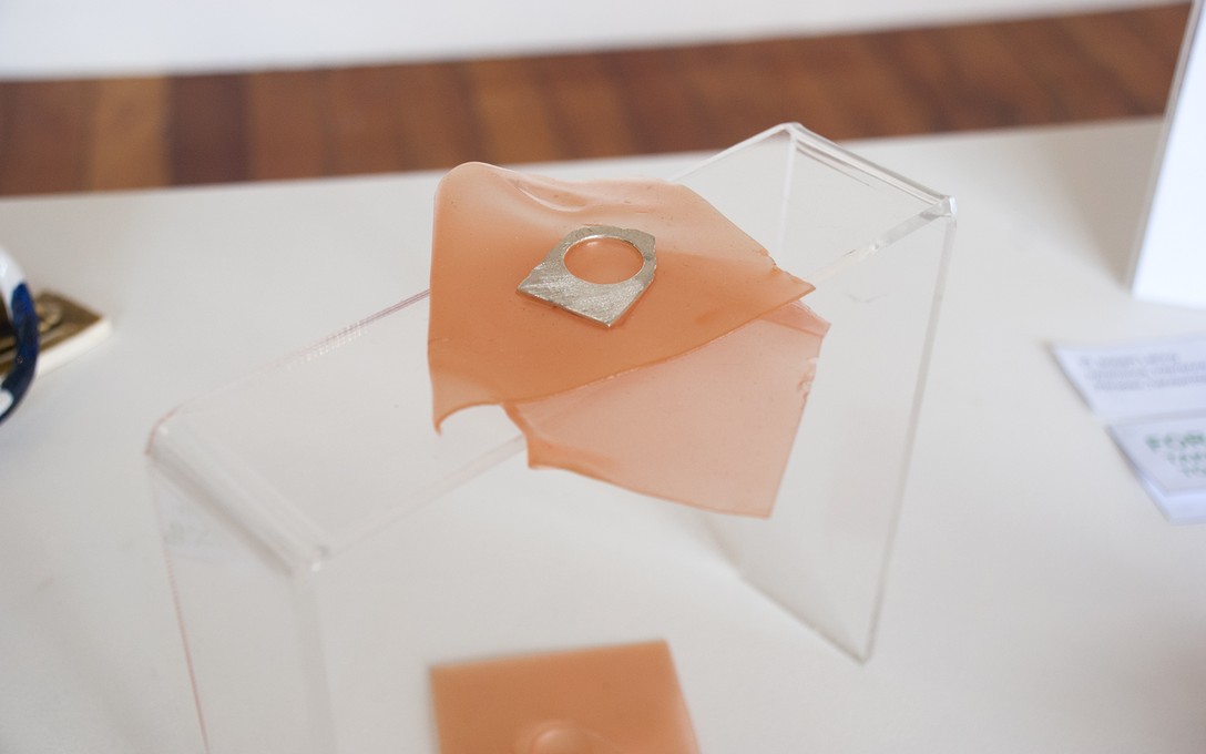 Kelly O'Shea, Untitled, 2018, silver ring with custom display. Image courtesy of Enjoy Public Art Gallery.
