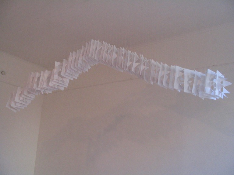 Sonia Bruce, Untitled, 2005 (installation, A4 paper, thread)