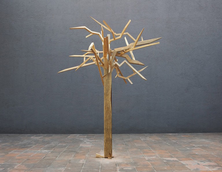 A tree cut at 1:1, 1:4 and 1:16, From the series An Ethnography on Gardening, 2006-2008, Wood, 4 x 3 x 3 mts. Photo: Roberto Rubalcava © Raul Ortega Ayala