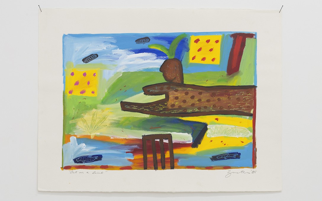Jane Zusters, Out on a limb, 1985, acrylic on paper. Image courtesy of Cheska Brown.