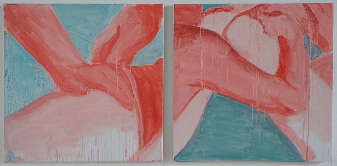Robbie Handcock, Billy #1 [left], Billy #2 [right], 2017, oil on canvas. Image courtesy of Shaun Matthews.