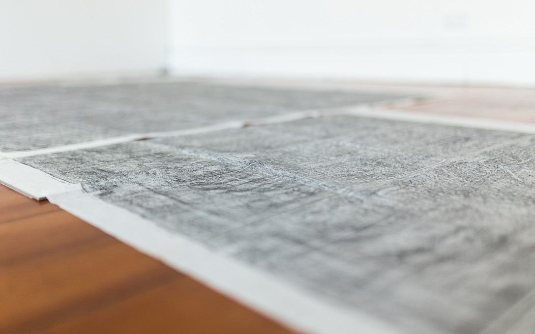 Gabrielle Amodeo, The Floor We Walk On (a drawing of the entire floor of our house), 2015. Image courtesy of Andrew Matautia.