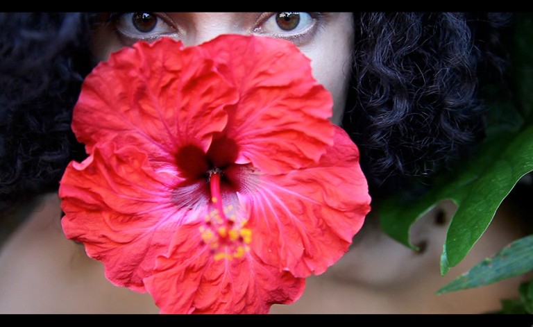 Angela Tiatia, Hibiscus Rosa Sinensis, 2010, still image from digital moving image, 1 minute, 31 seconds, single-channel High Definition video, 16:9, colour, no sound. Image courtesy of the artist.