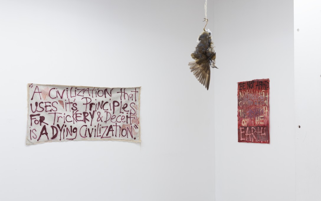 Aroha Matchitt-Millar, Tīwaiwaka takamiri turuma, he tangata kaikino and p Walters, Césaire at Ihumātao & angels and faggots. Image courtesy of Cheska Brown.