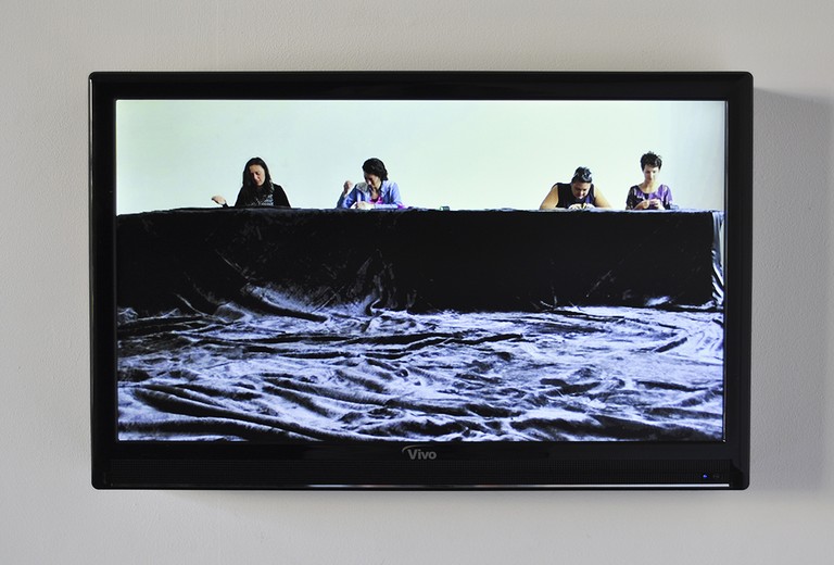 Fig 2. Mata Aho Collective, Te Whare Pora, video, dimensions variable. 2013 © Enjoy Public Art Gallery