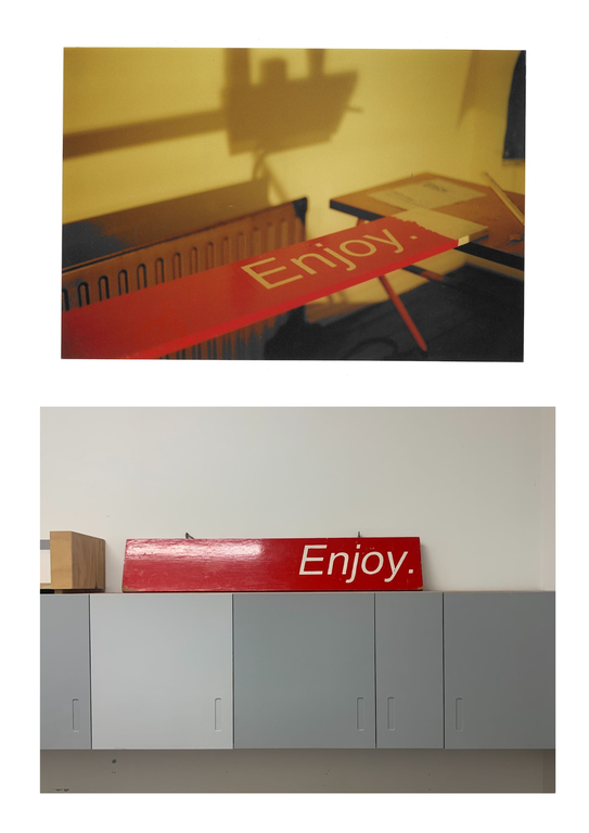 Enjoy’s original signage, c. 2000.