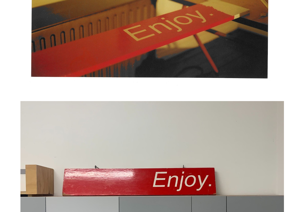 Enjoy’s original signage, c. 2000.