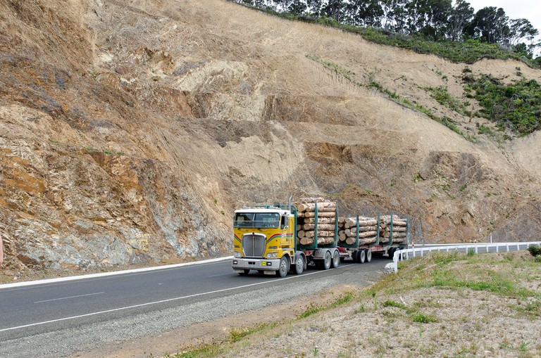 Mary Macpherson, Logging truck, East Cape. Archival inkjet print, 420x594mm, series 2011-2014. © Mary Macpherson