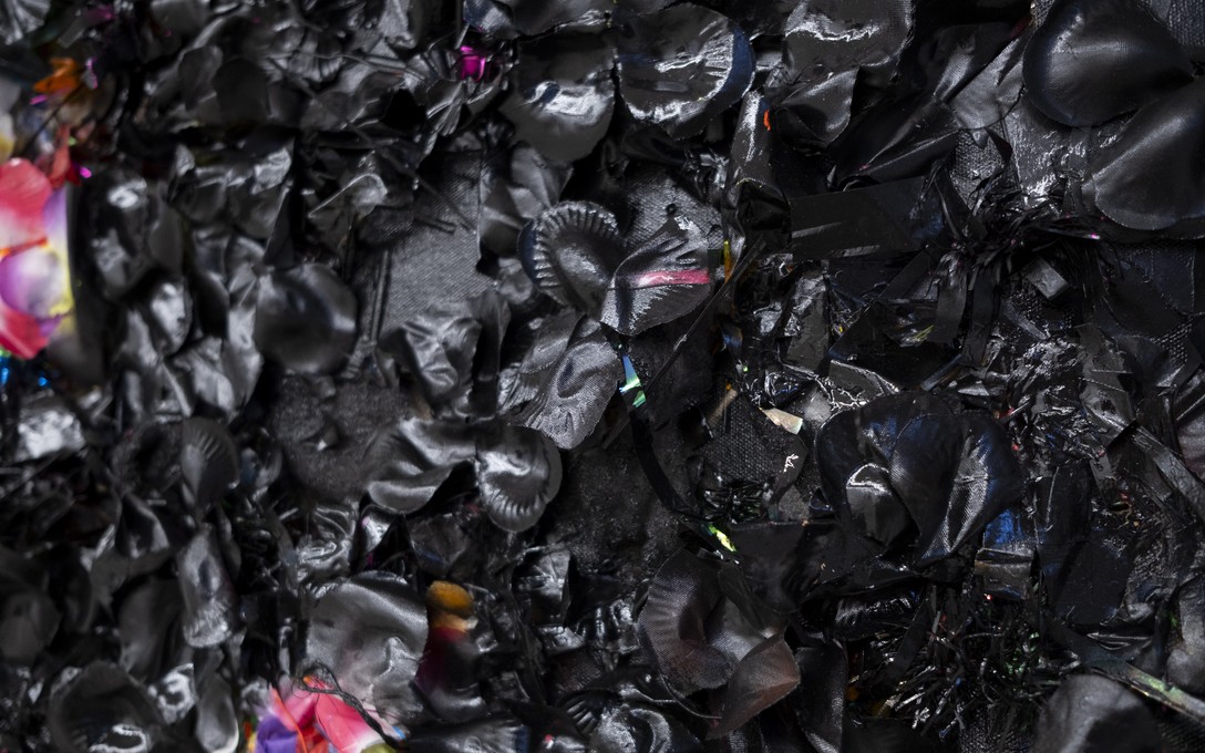 Telly Tuita, The Great Land of Oz (mixed media diptych), detail, 2023. Photo by Samson Dell.
