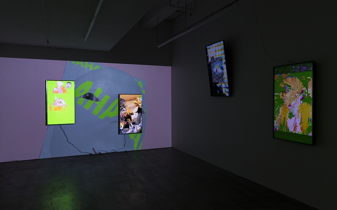 Laura Duffy, !ERROR!, 2020, installation view, multi-channel digital video installation, soundtrack by Strange Stains. Image courtesy of Cheska Brown.