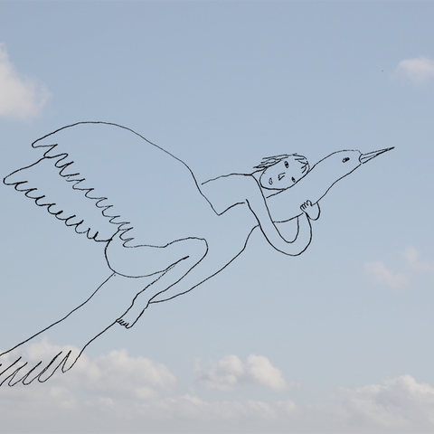 Hanna Shim, One day I’ll fly on the bird, 2021, digital video and animated pencil drawing, 0:45, still.