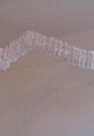 Sonia Bruce, Untitled, 2005 (installation, A4 paper, thread)