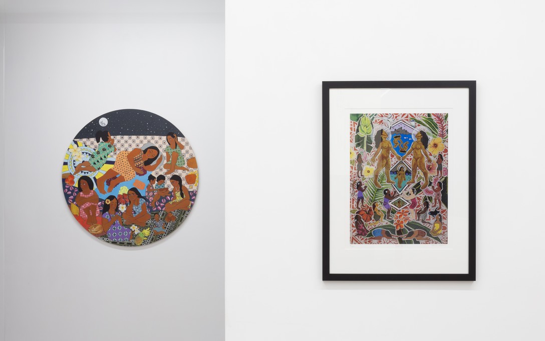 From left to right: Monica Paterson, Night Voyage of Oceania, 2020, acrylic on board; Monica Paterson, Twice the T, 2020, limited edition giclée print, archival paper. Courtesy of Cheska Brown.