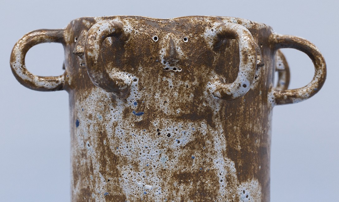 Greta Menzies, Lucky Janus, 2021, black anthracite clay, detail. Image courtesy of Cheska Brown.