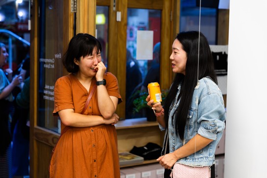 Sena Park, I touch the surface, we draw wild beauty & Matt Tini, of forests and concrete exhibition opening. Photo by Renati Waaka.