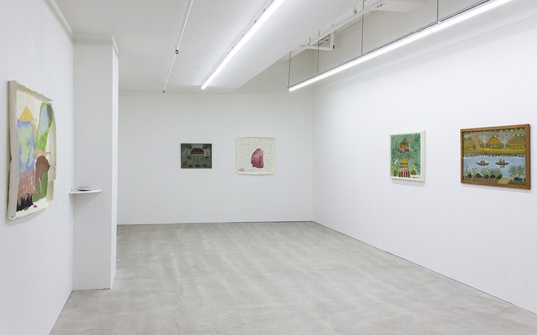 Installation view, This is a library, 2020. Works by Teuane Tibbo, Claudia Jowitt, and Salome Tanuvasa. Photo by Cheska Brown.