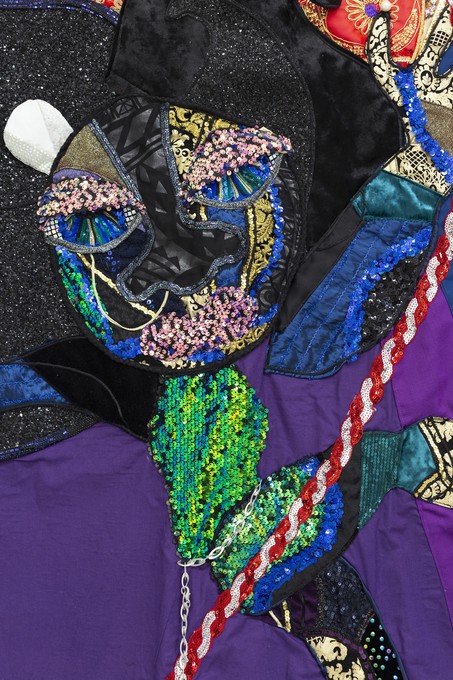 Maungarongo Te Kawa, Kahuninja (Piao Piao), 2025, found, recycled and new fabrics, detail. Image courtesy of Cheska Brown.