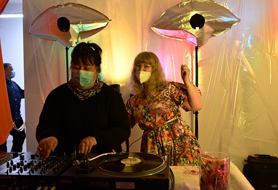 Everybody SoundSystem Housewarming, DJs Tracy Brown (left) and Mel James, 13 August 2022, Enjoy Contemporary Art Space. 