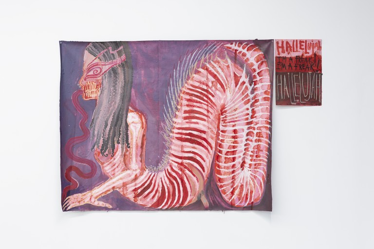 p Walters, Red Dragon or Tarakona Whero, 2025. Oil pastel, dye, acrylic on vinyl & Mother's Daughter, 2025. Oil pastel, dye, acrilyc on paper. Photo by Cheska Brown.