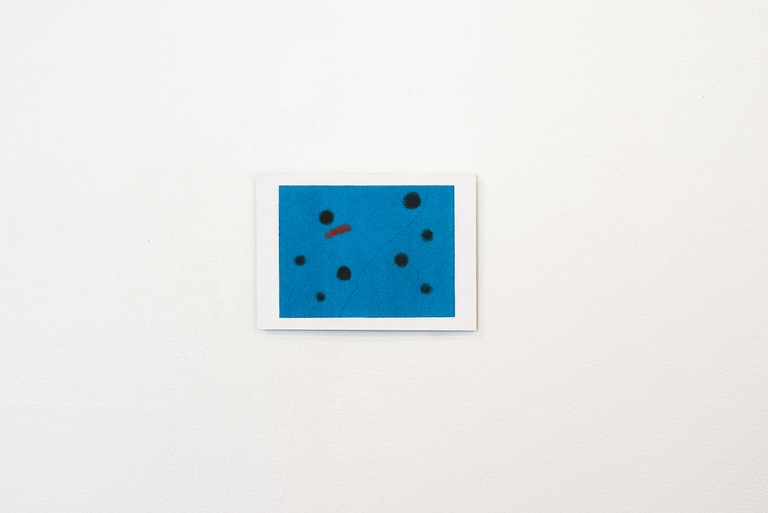 Scanned monoprint of Miró postcard of Bleu I, 1961, 2019, digital print on Hahnemühle paper, mounted on aluminium. Image courtesy of Xander Dixon.