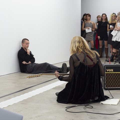 Jo Bragg and Georgina Brett, Proposal for a Body, opening performance, 2024. Image courtesy of Cheska Brown.
