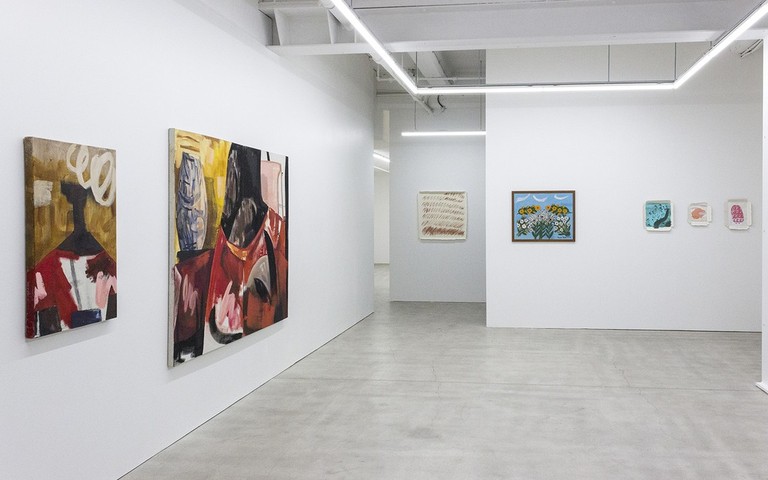 Installation view, This is a library, 2020. Works by Christina Pataialii, Teuane Tibbo, and Salome Tanuvasa. Photo by Cheska Brown.