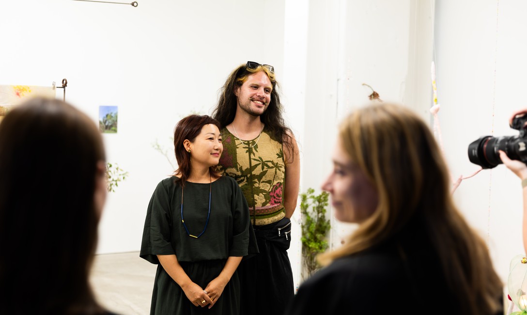 Sena Park, I touch the surface, we draw wild beauty & Matt Tini, of forests and concrete exhibition opening. Photo by Renati Waaka.