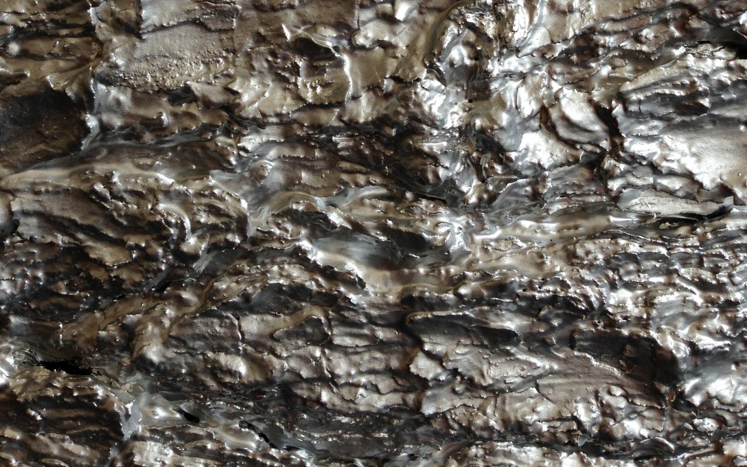 John Nixon, Silver Monochrome, 2010, enamel and bark on canvas, 305 x 230mm [detail].