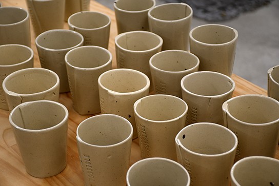 No nSense: An antidote to individualism tumblers produced by Public Share. As needed, as possible book launch, 12 August 2021, Enjoy Contemporary Art Space.
