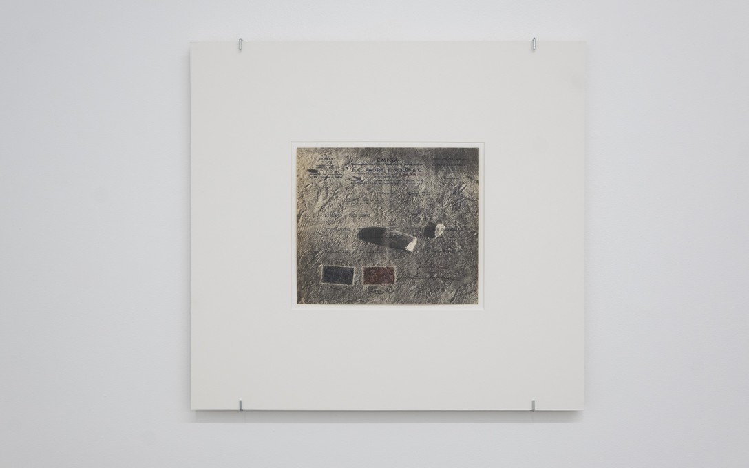 Yana Dombrowsky-M’Baye, three baskets woven from a memory recalled, 2026, silkscreen print on EMIGA invoice for Sumatra benzoin (1951). Photo by Samson Dell.