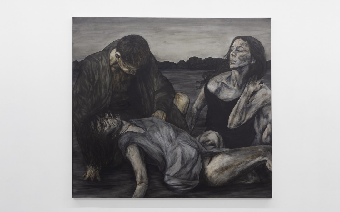 Eleanor Díaz Ritson, Unsettled Witness: in the fall, 2022, water-soluble oil on canvas, 150x165cm. Image courtesy of Cheska Brown.