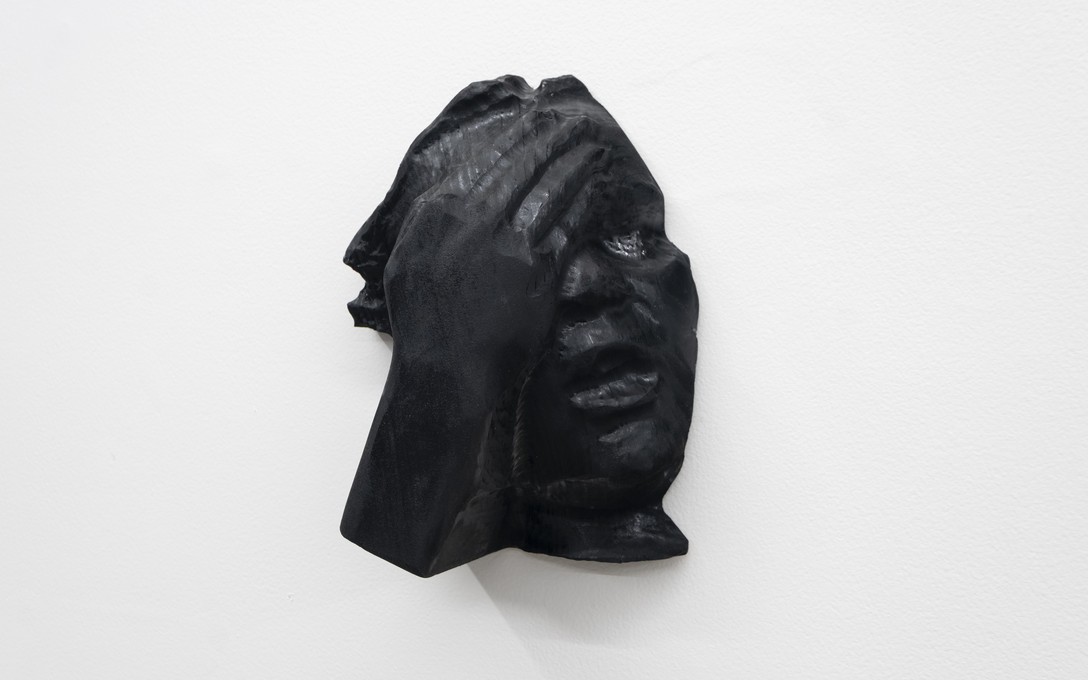 Telly Tuita, Repressed Memories series: Head through Wall (CNC routed macrocarpa & spray paint) fabricated by Hamish Garry, 2026. Photo by Samson Dell.