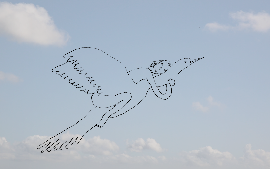 Hanna Shim, One day I’ll fly on the bird, 2021, digital video and animated pencil drawing, 0:45, still.