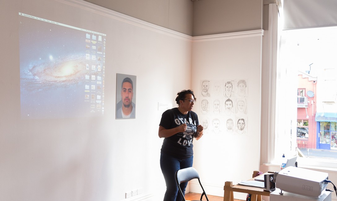 Artist talk with Leilani Kake. Image courtesy of Andrew Matautia