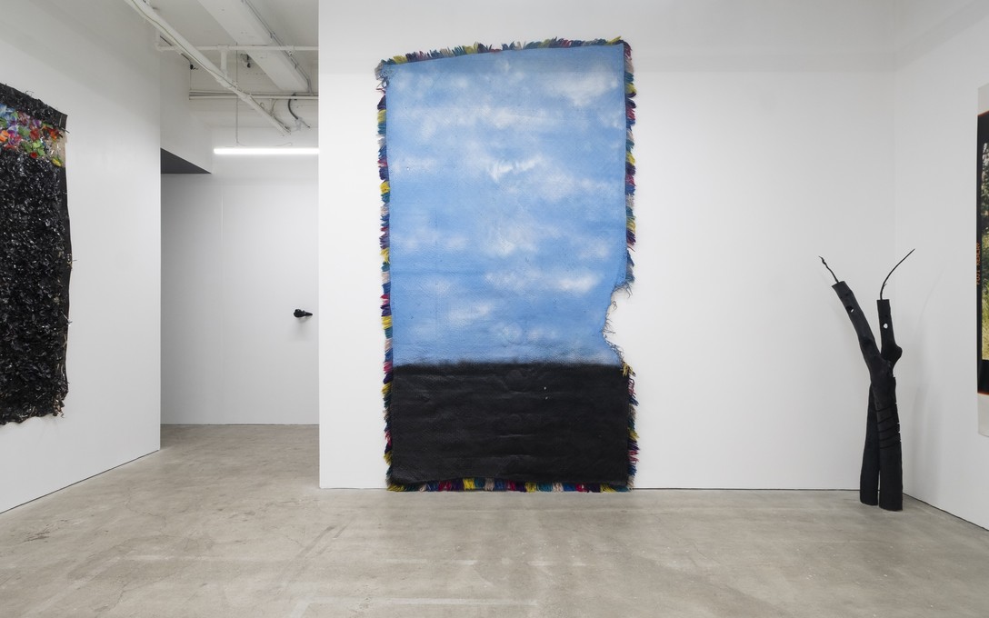 Telly Tuita, Unknown Horizon (Ta'ovala Putu & spray paint), 2026. Photo by Samson Dell.