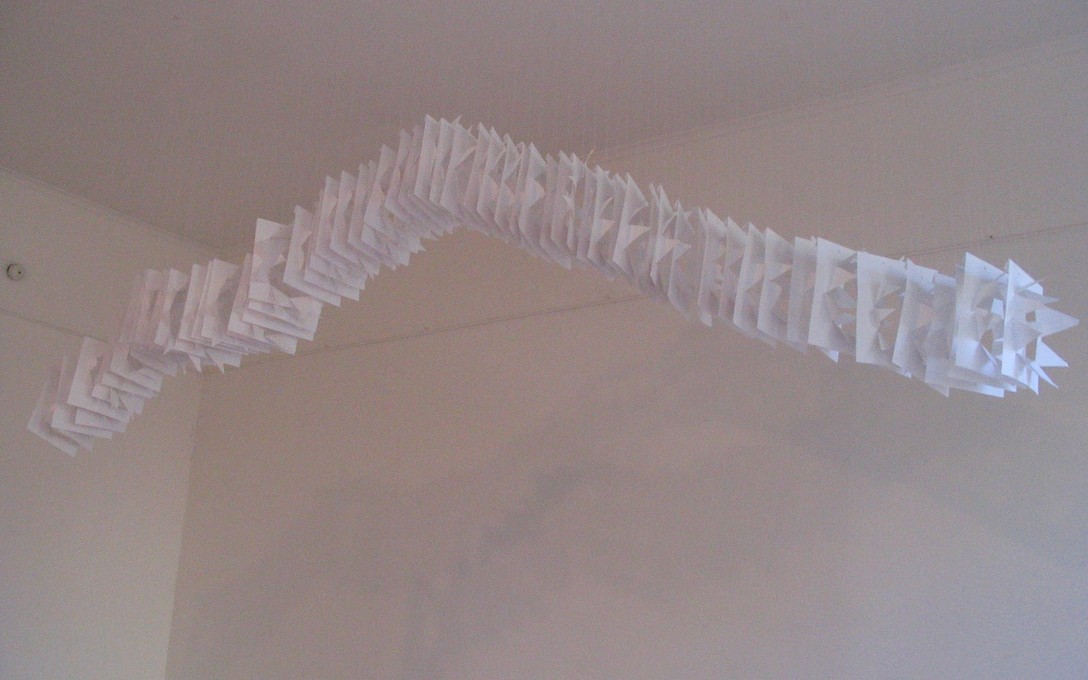 Sonia Bruce, Untitled, 2005. Installation, A4 paper, thread.