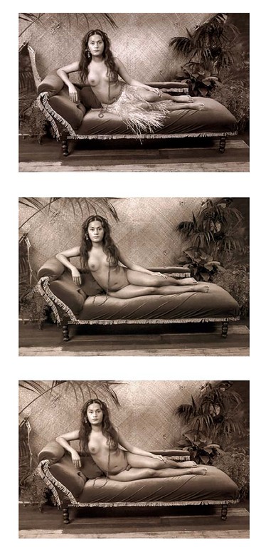 Yuki Kihara, Fa’afafine: in the manner of a woman, triptych, 2005. Image courtesy of the Artist and Milford Galleries Dunedin