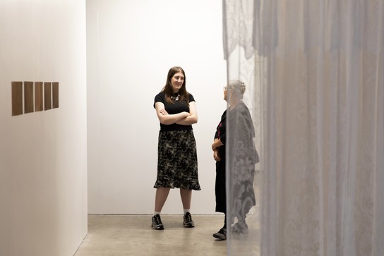 Latamai Katoa, What happens if it's broken? & Lily Worrall, moon iron wings exhibition opening. Photo by Renati Waaka.