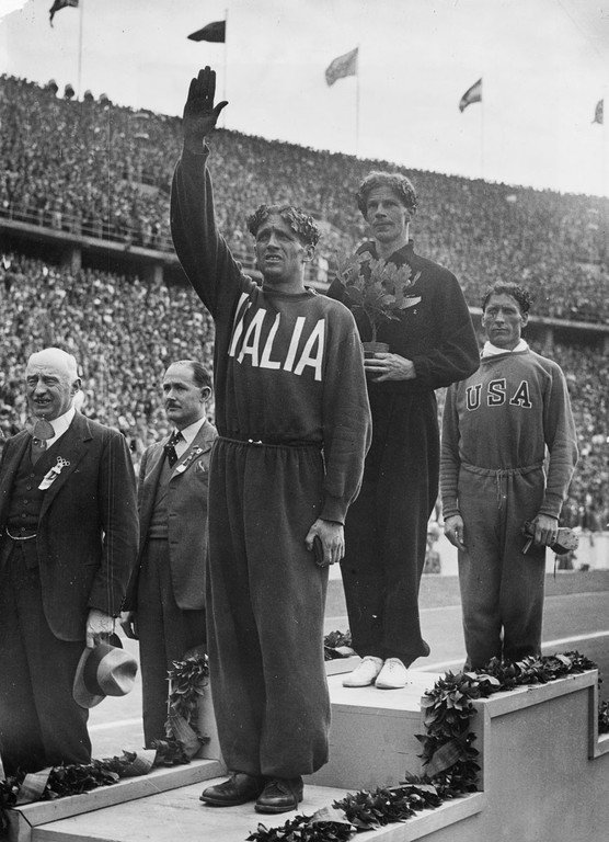 Photograph of the 1936 Berlin Olympic Games medal ceremony for the 1500 metres final, 6 Aug 1936 Reference Number: MSX-2261-066 National Library