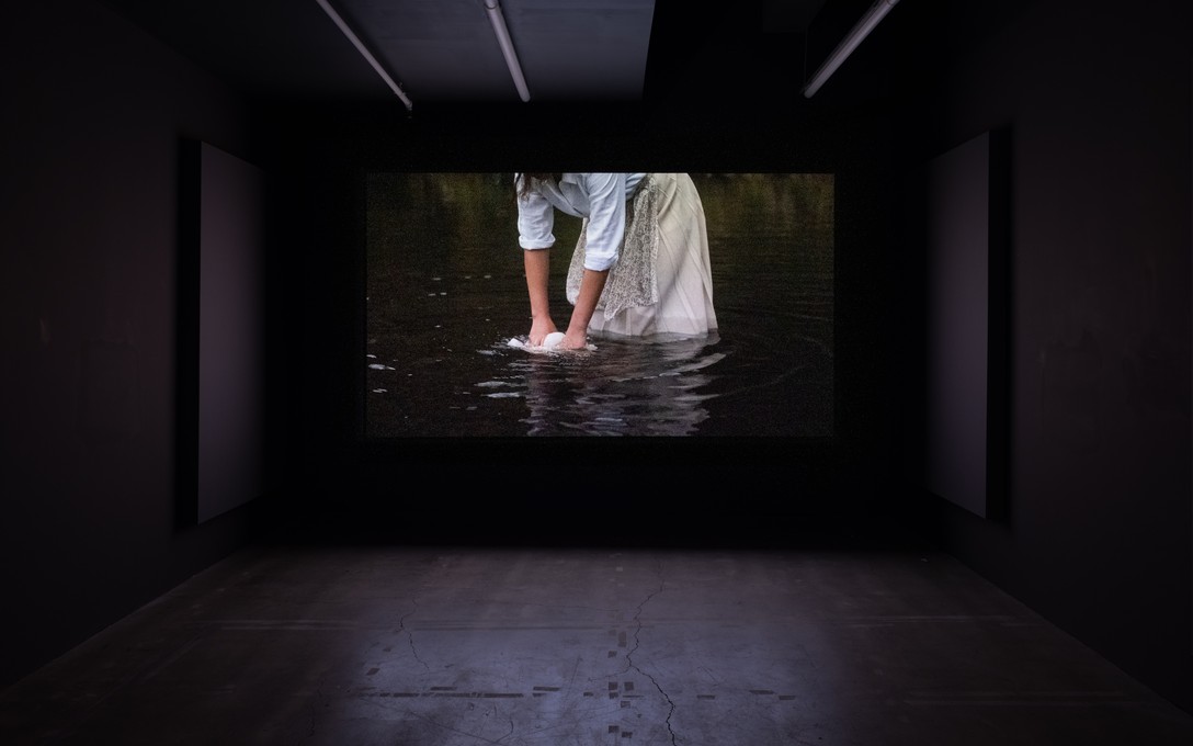 Bobby Luke, Wai te Ika, moving image with audio, 2018. Director and cinematographer: Bobby Luke, model: Carlida Te Awhe, location: Tangahoe, Taranaki. Image courtesy of Ted Whitaker.