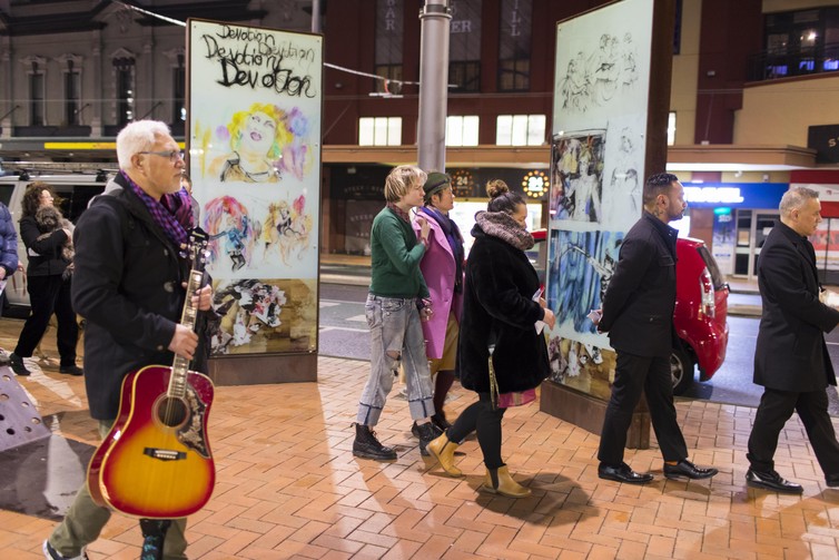 Dawn blessing hikoi. Image courtesy of Neil Price.