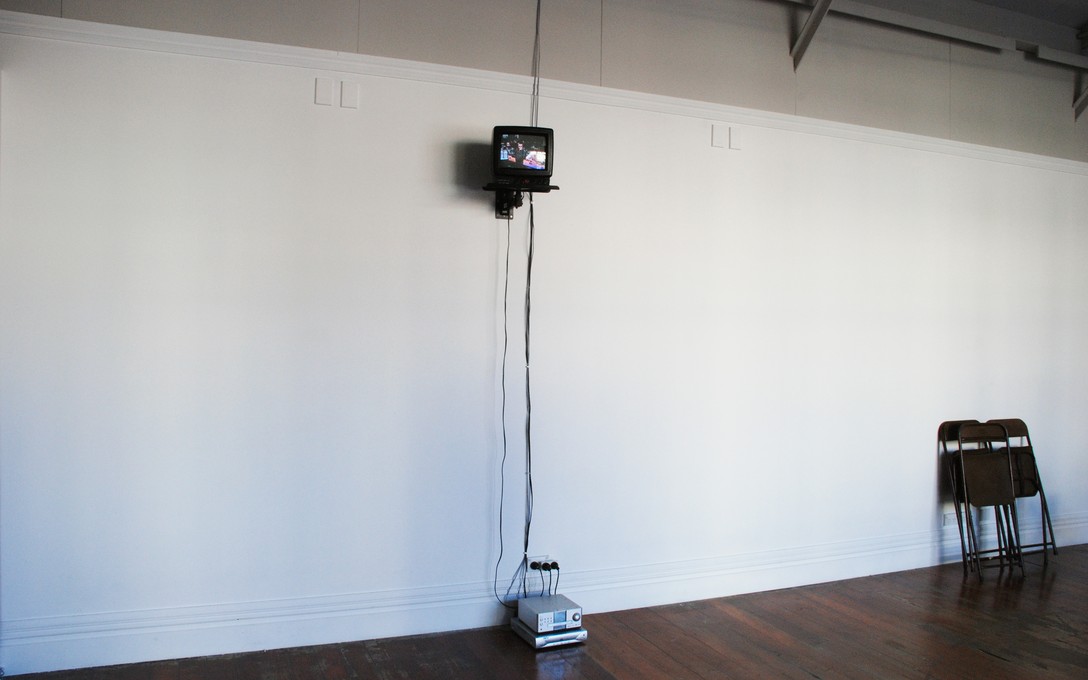 Ronnie Van Hout, Terry Urbahn, Sarah Jane Parton, Campbell Patterson, Tahi Moore and Gemma Syme, Fronting up, A show of performance for video, 2007. Image courtesy of Jeremy Booth.