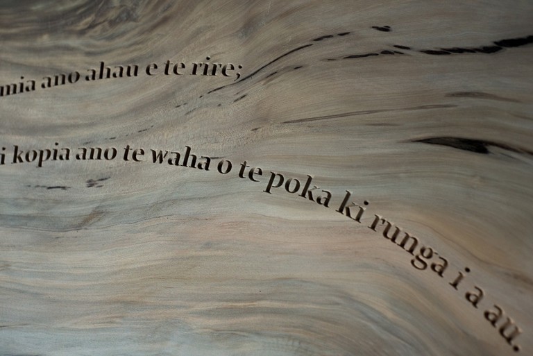 Bronte Perry, Tangi May II (detail), 2018, swamp Kauri. Image courtesy of Xander Dixon.