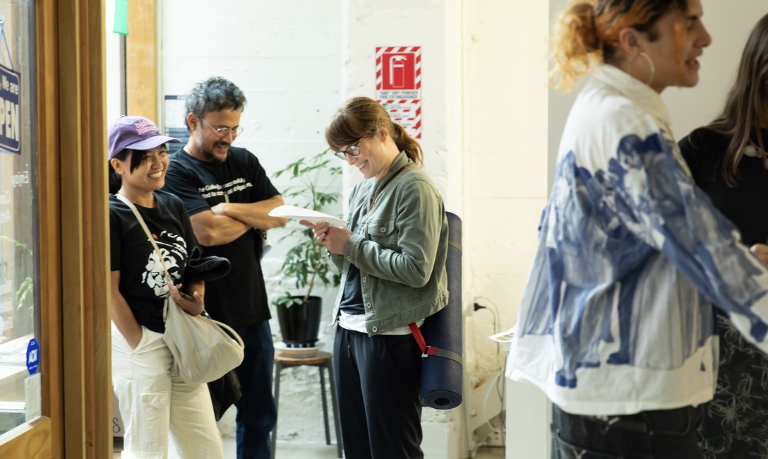 Latamai Katoa, What happens if it's broken? & Lily Worrall, moon iron wings exhibition opening. Photo by Renati Waaka.