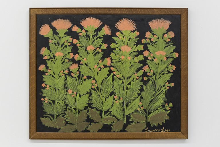 Teuane Tibbo, Opium Poppies, 1968, acrylic on board, Hocken Collections Uare Taoka o Hākena, University of Otago, Ōtepoti Dunedin. Image courtesy of Cheska Brown.