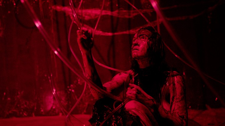 Chloe Jaques as Blood, The Ethics of Witnessing [ROT], 4 Hōngongoi 2025. Photo courtesy of Ted Whitaker.
